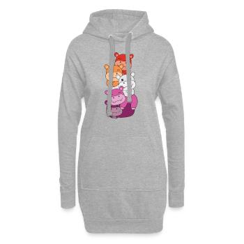 Lesbische Flagge Pride LGBTQ süße Hippo - Hoodie-Kleid - Grau meliert - Vorne