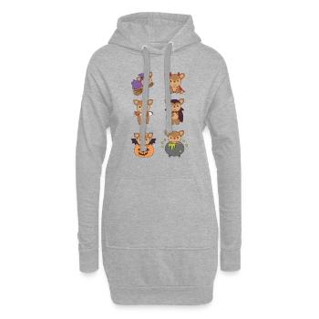 Cerf Halloween Diable Citrouille Vampire Costume - Sweat-shirt à capuche long Femme - gris chiné - Devant