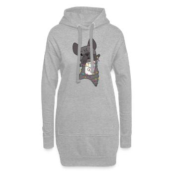 Bouledogue Français Noël Neige Hiver Animaux - Sweat-shirt à capuche long Femme - gris chiné - Devant
