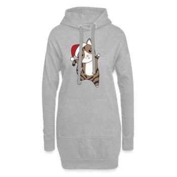 Katze Weihnachten Schnee Winter Tiere Katzen - Hoodie-Kleid - Grau meliert - Vorne