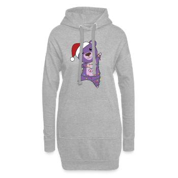 Ours Noël Hiver Animaux Ours - Sweat-shirt à capuche long Femme - gris chiné - Devant