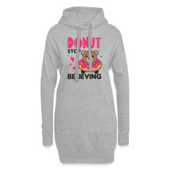 Süßer Bär lustige Tiere in Donut pink - Hoodie-Kleid - Grau meliert - Vorne