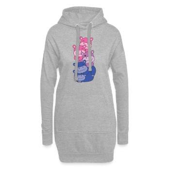 Bisexuel Drapeau Fierté LGBTQ Hippopotame mignon - Sweat-shirt à capuche long Femme - gris chiné - Devant