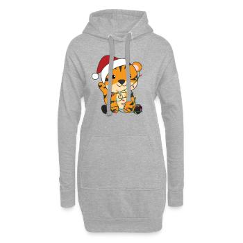 Tigre, Noël, Neige, Hiver, Animaux, Tigre - Sweat-shirt à capuche long Femme - gris chiné - Devant