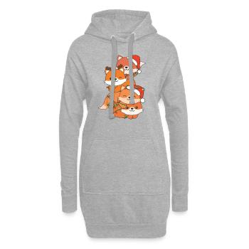 Renard, Arbre De Noël, Animaux De Noël, Renards - Sweat-shirt à capuche long Femme - gris chiné - Devant