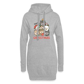Sapin de Noël en alpaga Joyeux Noël - Sweat-shirt à capuche long Femme - gris chiné - Devant