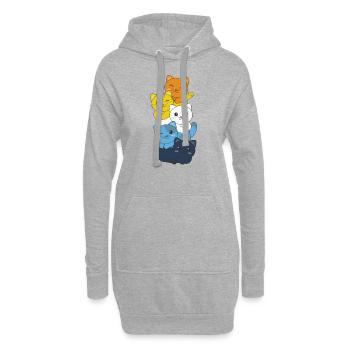 Aroace Flag Pride LGBTQ Cute Cats Bunch - Hoodie Dress - heather grey - Front
