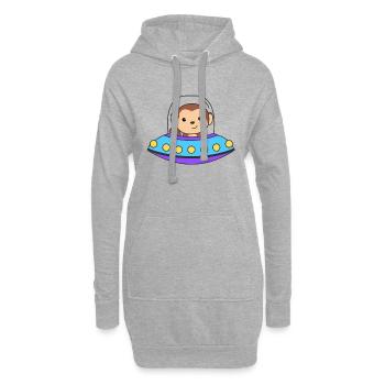 Monkey UFO Space Universe - Hoodie Dress - heather grey - Front