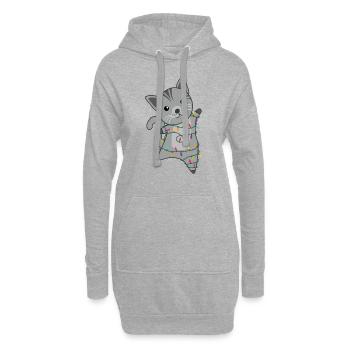Katze Weihnachten Schnee Winter Tiere Katzen - Hoodie-Kleid - Grau meliert - Vorne
