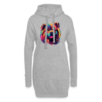 Wasserfarben Farbenfroher Chow Chow - Hoodie-Kleid - Grau meliert - Vorne