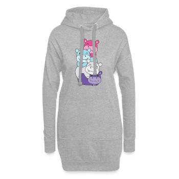 Multisexuell Flag Pride LGBTQ süße Hippos - Hoodie-Kleid - Grau meliert - Vorne
