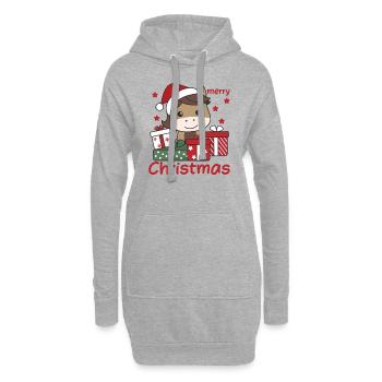 Cheval Noël Cadeau Hiver Animaux Cheval - Sweat-shirt à capuche long Femme - gris chiné - Devant