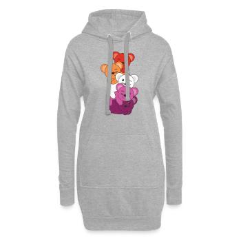 Lesbische Flagge Pride LGBTQ süße Maus - Hoodie-Kleid - Grau meliert - Vorne