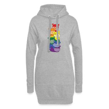 Regenbogen Flag Pride LGBTQ süßer Hippo Stapel - Hoodie-Kleid - Grau meliert - Vorne
