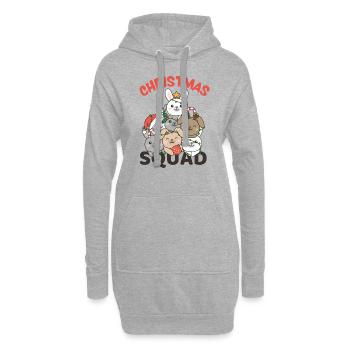 Hase Weihnachtsbaum Christmas Squad Hasen - Hoodie-Kleid - Grau meliert - Vorne