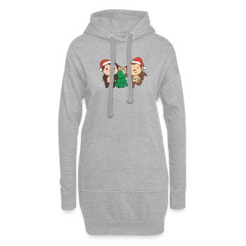 Singe, Noël, Hiver, Animaux, Singes - Sweat-shirt à capuche long Femme - gris chiné - Devant