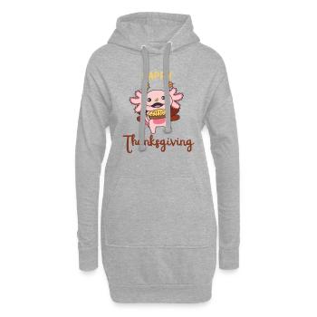 Le jour de Thanksgiving habille l’axolotl de dinde avec une tarte - Sweat-shirt à capuche long Femme - gris chiné - Devant