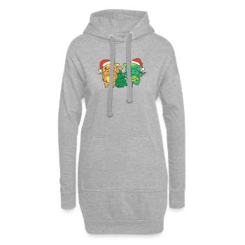 Dragon Noël Hiver Animaux Dragon - Sweat-shirt à capuche long Femme - gris chiné - Devant