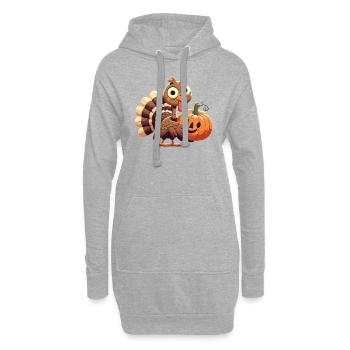 Truthahn Erntedankfest mit süßem Kürbis - Hoodie-Kleid - Grau meliert - Vorne