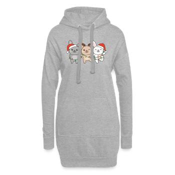 Lapin, Noël, Hiver, Animaux, Lapin - Sweat-shirt à capuche long Femme - gris chiné - Devant