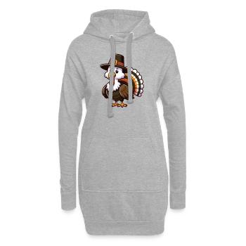 Truthahn Erntedankfest mit Pilgerhut - Hoodie-Kleid - Grau meliert - Vorne