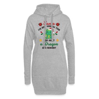 Ich will ein Drache zu Weihnachten süße Drachen - Hoodie-Kleid - Grau meliert - Vorne