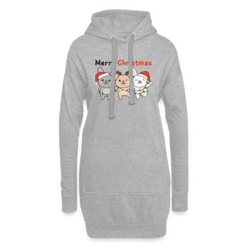 Lapin, Noël, Hiver, Animaux, Lapin - Sweat-shirt à capuche long Femme - gris chiné - Devant