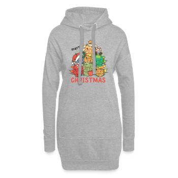 Dragon Arbre de Noël Joyeux Noël - Sweat-shirt à capuche long Femme - gris chiné - Devant