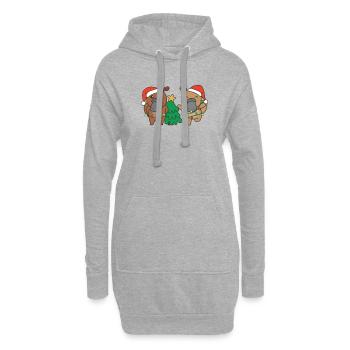 Ornithorynque Noël Animaux d’hiver - Sweat-shirt à capuche long Femme - gris chiné - Devant