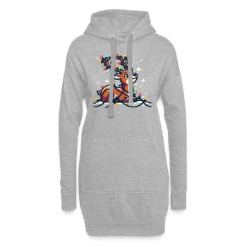 Reh Weihnachten Winter Tiere Rehntier - Hoodie-Kleid - Grau meliert - Vorne