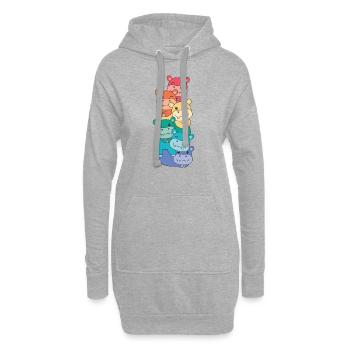 Regenbogen Hippo süße bunte Hippo für Kinder - Hoodie-Kleid - Grau meliert - Vorne