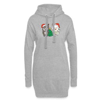 Alpaga Noël Hiver Animaux Alpagas - Sweat-shirt à capuche long Femme - gris chiné - Devant