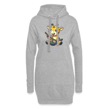 girafe mignonne mange des nouilles ramen ramen ramen - Sweat-shirt à capuche long Femme - gris chiné - Devant