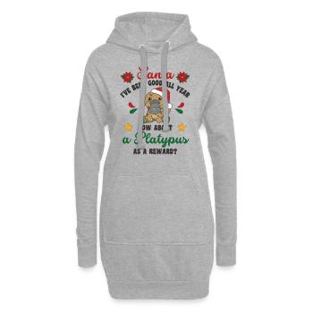 Ich will ein Schnabeltier zu Weihnachten süße - Hoodie-Kleid - Grau meliert - Vorne