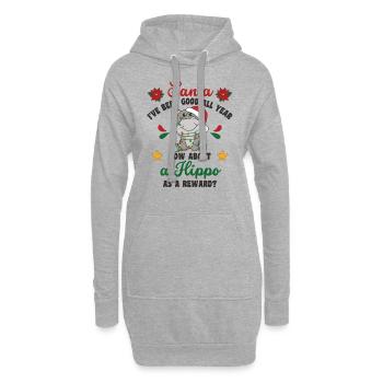 Ich will ein Hippo zu Weihnachten süße Flusspferde - Hoodie-Kleid - Grau meliert - Vorne