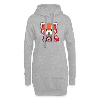 Kawaii Rote Pandas Bubble Tea Boba Roter Panda - Hoodie-Kleid - Grau meliert - Vorne