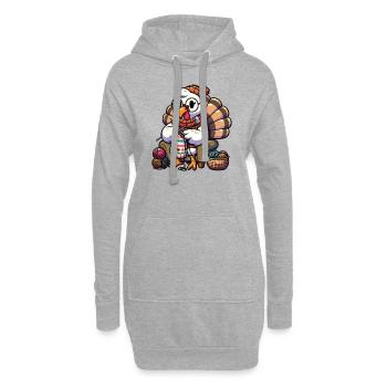 Thanksgiving grand-mère dinde tricot - Sweat-shirt à capuche long Femme - gris chiné - Devant