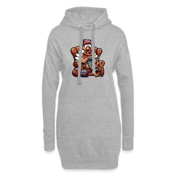Thanksgiving grand-mère dinde tricot - Sweat-shirt à capuche long Femme - gris chiné - Devant