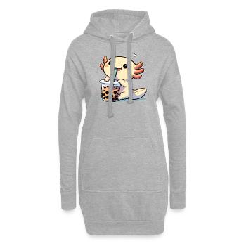Kawaii Axolotl Bubble Tea Boba Axolotl - Hoodie-Kleid - Grau meliert - Vorne