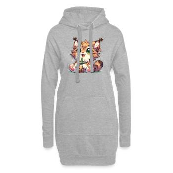 Kawaii Luchse Bubble Tea Boba Luchs - Hoodie-Kleid - Grau meliert - Vorne