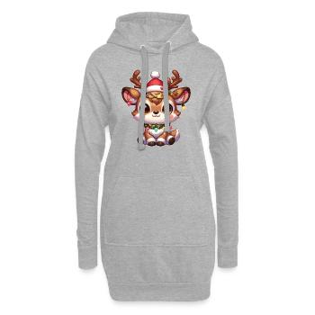 Weihnachtsmütze Weihnachten Lichterkette Reindeer - Hoodie-Kleid - Grau meliert - Vorne