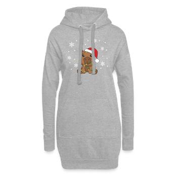 Capybara Noël Hiver Animaux Capybaras - Sweat-shirt à capuche long Femme - gris chiné - Devant