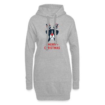 Boxer Noël Hiver Animaux Chiens - Sweat-shirt à capuche long Femme - gris chiné - Devant