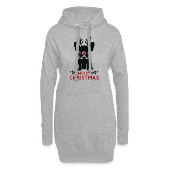 Bouledogue Français Noël Hiver Animaux Chiens - Sweat-shirt à capuche long Femme - gris chiné - Devant