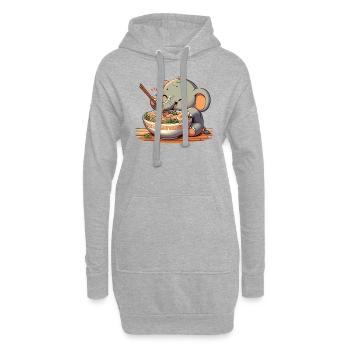 éléphant mignon mange des nouilles ramen ramen ramen - Sweat-shirt à capuche long Femme - gris chiné - Devant