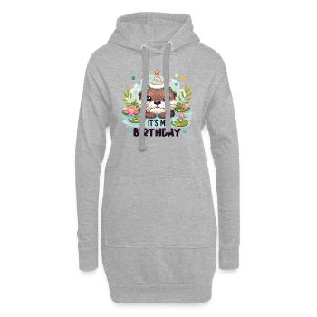 Loutre pour l’anniversaire des enfants, c’est mon anniversaire - Sweat-shirt à capuche long Femme - gris chiné - Devant