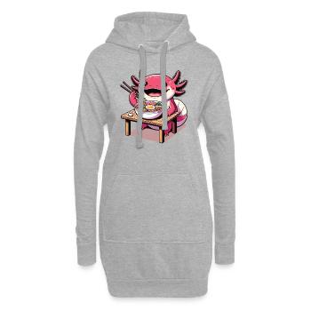 Mais d’abord, l’axolotl sucré mange des ramen - Sweat-shirt à capuche long Femme - gris chiné - Devant
