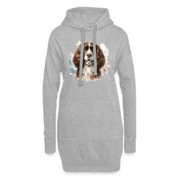 Wasserfarben Farbenfroher English Springer Spaniel - Hoodie-Kleid - Grau meliert - Vorne