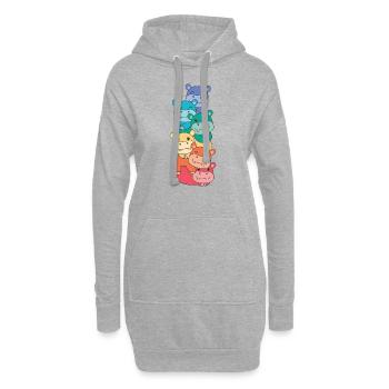Regenbogen Hippo süße bunte Hippo für Kinder - Hoodie-Kleid - Grau meliert - Vorne