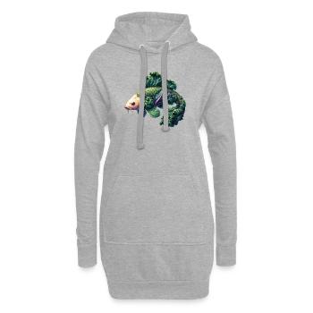 Chou Koi carpe drôle d’animal à base de légumes - Sweat-shirt à capuche long Femme - gris chiné - Devant